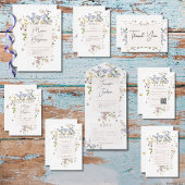 Fijne Boho Wildbloemen Witte Bruiloft QR Code RSVP Kaartje