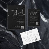 Minimalist Script Monogram Wedding Black Ronde Sticker (Personaliseer de collectie van deze zelfstandige maker.)