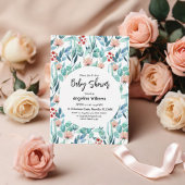 Flat lay baby shower uitnodigingskaart met ontwerp kaart