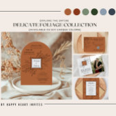 Fijn gebladerte | staalblauw | huwelijksuitnodigin kaart