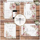 Fijne Moderne Roze Blush Roos & Lily Wedding Save The Date