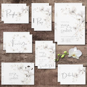 Delicate Modern White Grey & Gold Floral Wedding Bedankkaart