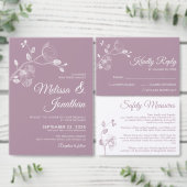 Elegant modern paars orchideeën bruiloft kaart (Personaliseer de collectie van deze zelfstandige maker.)