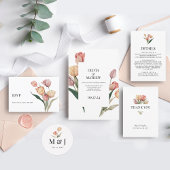 Delacate Tulip Waterverf bruiloft dank u Ronde Sticker