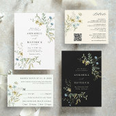 Delicate Wildflower Moderne Boho Bruiloft RSVP Informatiekaartje