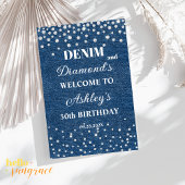Denim and Diamond Birthday Party Invitation Kaart