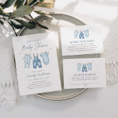 Blue Jean Denim Baby shower Luier Raffle Ticket Informatiekaartje
