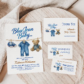 Denim Beer waslijn Boy Blue Jean Baby shower Ronde Sticker