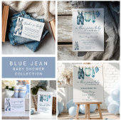 Modern Denim Blue Jean Clothesline Baby shower Kaart