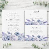 Dusty Blue & White Floral Wedding Ronde Sticker (Personaliseer de collectie van deze zelfstandige maker.)