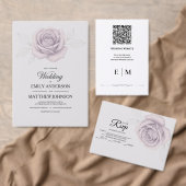 Designer Elegante Paarse Roos bruiloft uitnodiging (Personaliseer de collectie van deze zelfstandige maker.)