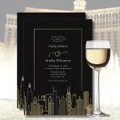 Black Gold Elegant Las Vegas Skyline Save the Date Kaart