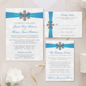 Diamante Snowflake & Blue Ribbon Winter Wedding Programmakaart
