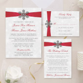 Diamante Snowflake en Red Ribbon Winter Wedding Menu