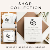Diamant Ring Monogram Bruiloft Folie Servetten
