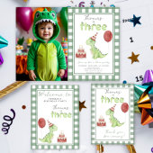 Watercolor Dinosaur Three Birthday Thank you Ronde Sticker