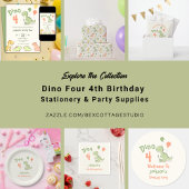 Budget Dino Vier 4 Verjaardag Uitnodiging