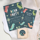 Dino Feestje Moppige Dinosaurussen Jongens Verjaar Bedankkaart