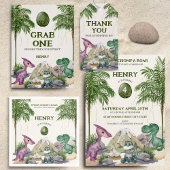 Dinosaurus Verjaardagsfeest T-rex Waterverf Kaart