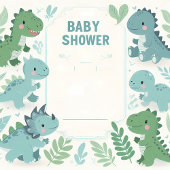 Bewerkbare Dinosaurus Baby Boy Shower Uitkomen Bin Reclamebord Met Voetstuk