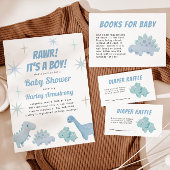 Dinosaur Boy Baby shower Diaper Raffle Ticket Informatiekaartje