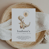 Dinosaurus eerste verjaardag ballon ronde sticker