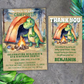 Dinosaurus Camping Sleepover Verjaardagsfeest Kaart