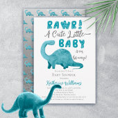 Rawr Blauwgroen Blue Dinosaur Boy Baby shower Welk Spandoek
