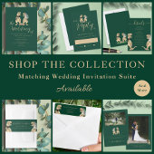 Dinosaur thema Bruiloftsgroen en goud Folie Uitnodiging