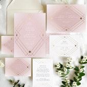 Gold Diamond Pink Geometric Deco Gatsby Wedding Uitnodigingen Wikkel