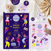 Groovy Roller Disco Paarse Party Millennial Retro Papieren Bordje