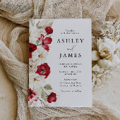 Goddelijke Bloei: Witte & Rode Wedding Retouradres Etiket