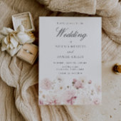 Dusty Pink & Blush Garden Bloemen Trouwdetails Informatiekaartje