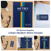Bedrijfsnaam Slogan Blue Retro Modern Stripes Post-it® Notes