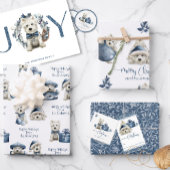 Vrolijk Kerstfeest, Feestelijke Puppy, Blauw en Wi Ronde Sticker