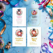 Roze en gouden donuts en graden afstudeerfeest acryl uitnodigingen