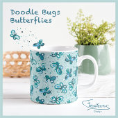 Doodle Bugs Vlinders - blauw - patroon. Bedrukte Rugzak