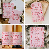 Roze Trendy Christmas Kaart Doodle Holiday Kaart R