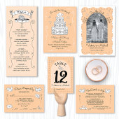 Doodle Schets Funky vogels Bruiloft Details Info Visitekaartje