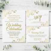 Elegant Gold Lace Oval Foto Classic White Wedding Save The Date (Personaliseer de collectie van deze zelfstandige maker.)