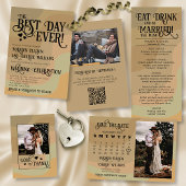 Eet Drink & Wees getrouwd Earthtone Retro bruiloft Kaart