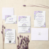 Elegante Lavendel Paarse Boho Rozen Fancy bruiloft Acryl Uitnodigingen (Personaliseer de collectie van deze zelfstandige maker.)