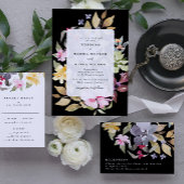 Dramatische Waterverf Florals Wedding Ceremonie Programmakaart