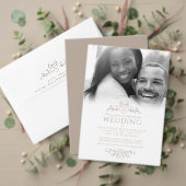 Bruiloft blad lijn art monogram beige maaltijd bru RSVP kaartje (Personaliseer deze collectie van deze onafhankelijke maker. Test)