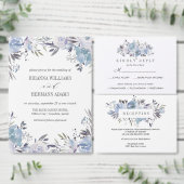 Dream Blue | Fancy bruiloft met bloemen Kaart (Personaliseer de collectie van deze zelfstandige maker.)