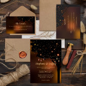 Celestial Naight String Light Wedding RSVP Kaartje