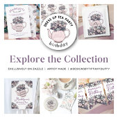 Thee voor Twee Bloemen 2e Verjaardagsfeestuitnodig Kaart