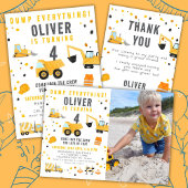 Verjaardagsfeest voor bouwvrachtwagens - bedankkaa kaart