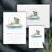 Elegant Dusky Cruise Palm Seascape Wedding Kartonnen Onderzetters