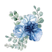 Elegante Stofblauwe Bloemige Eucalyptus Bruiloft Menu